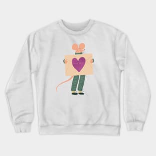 Cute mouse in green with love letter for you Crewneck Sweatshirt